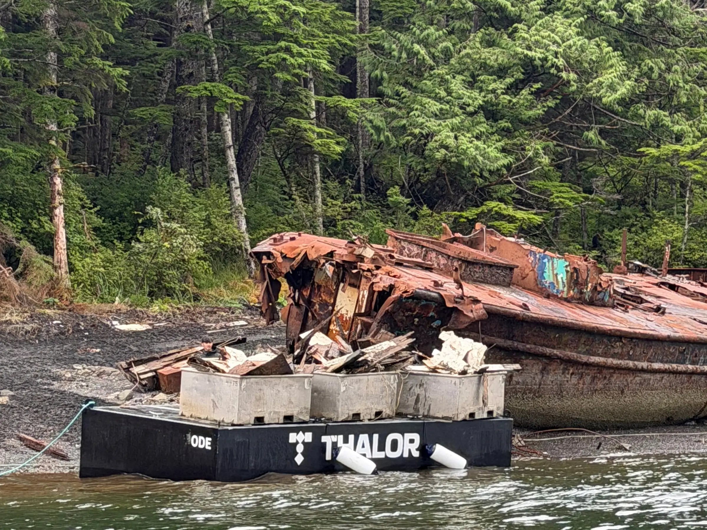 Ode supporting derelict-vessel cleanup in Metlakatla, Alaska.